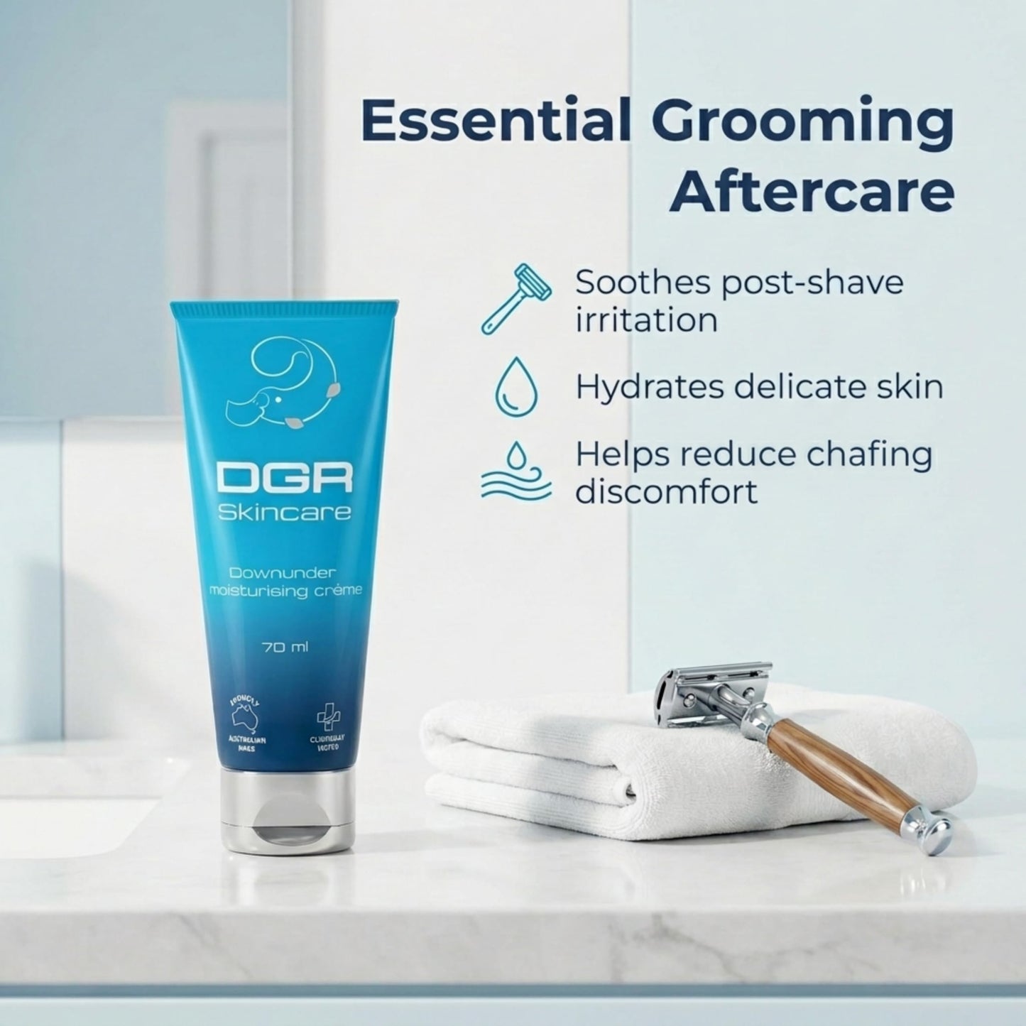 DGR Skincare Men's Intimate Moisturizer Cream, Soothes Dryness, Chafing & Irritation, Fast-Absorbing, Fragrance-Free, Zero Residue, Clinically Tested, Kakadu Plum & Vitamin E Infused, Australian Made