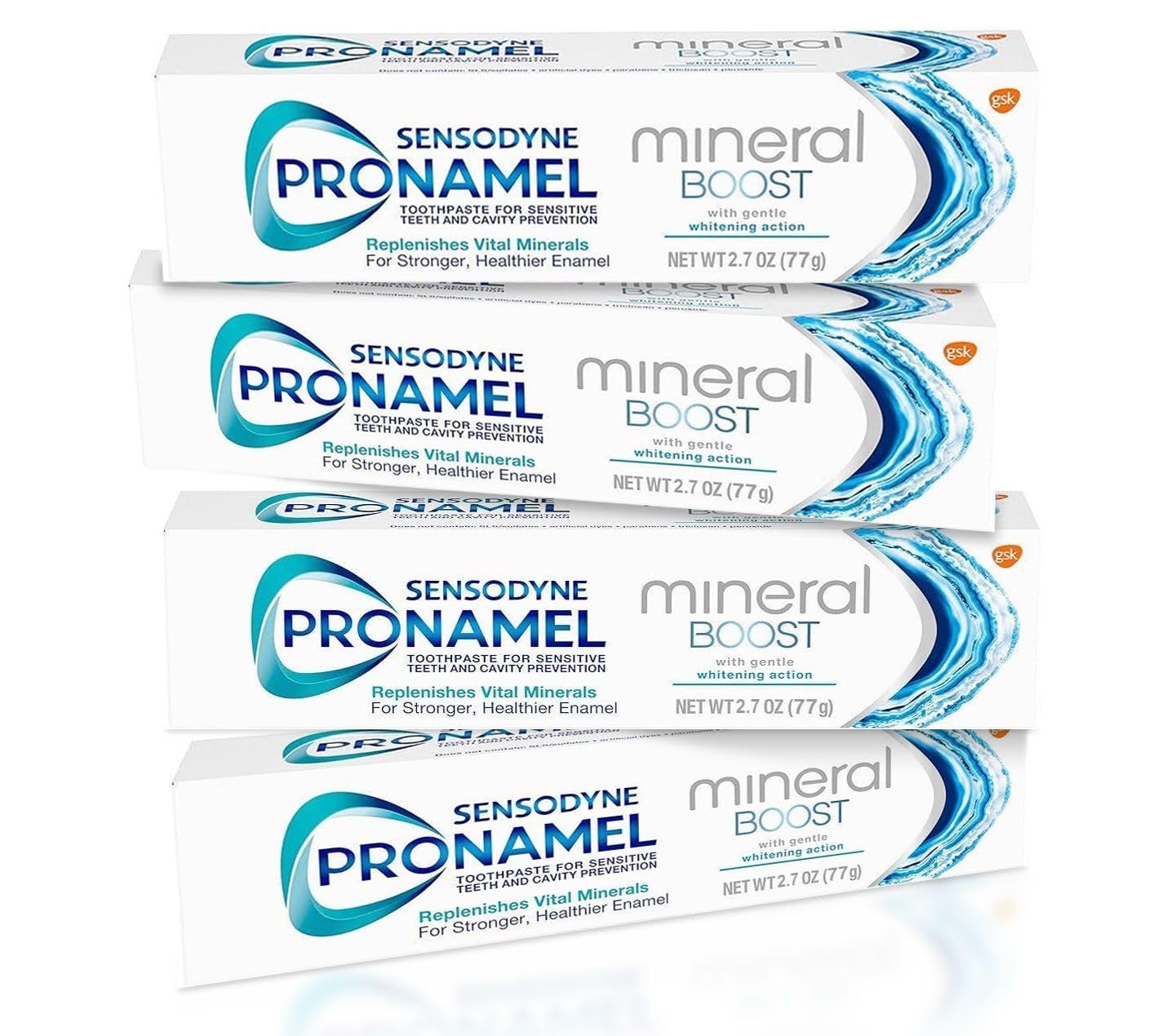 Sensodyne Pronamel Mineral Boost Enamel Toothpaste for Sensitive Teeth with Gentle Whitening Action - 2.7 Ounces (Pack of 4)