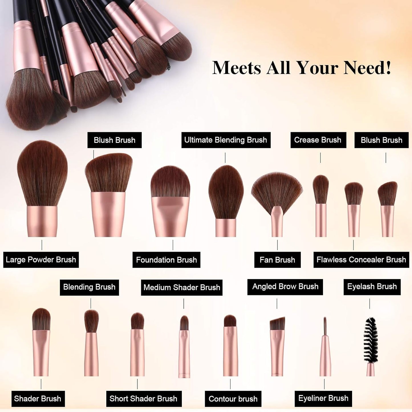 Makeup Brushes Set - Professional Foundation Brush for Flawless Application | 10-Piece Collection