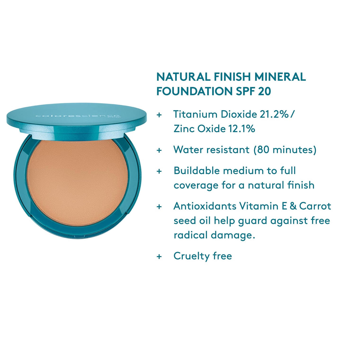 Colorescience Natural Finish Pressed Foundation SPF 20, Light Beige