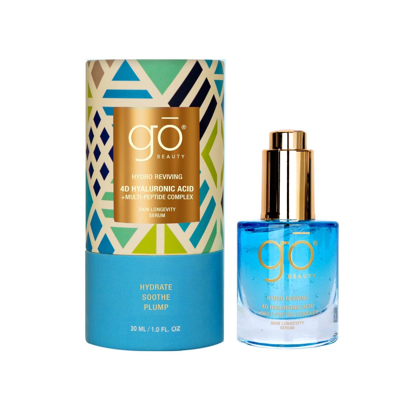 Go Beauty Triple Hyaluronic Acid Hydrating Serum – Hydrate, Soothe & Plump – Collagen, Vitamin B5 & 7 Peptide Complex for Dry & Aging Skin, 1 fl. oz