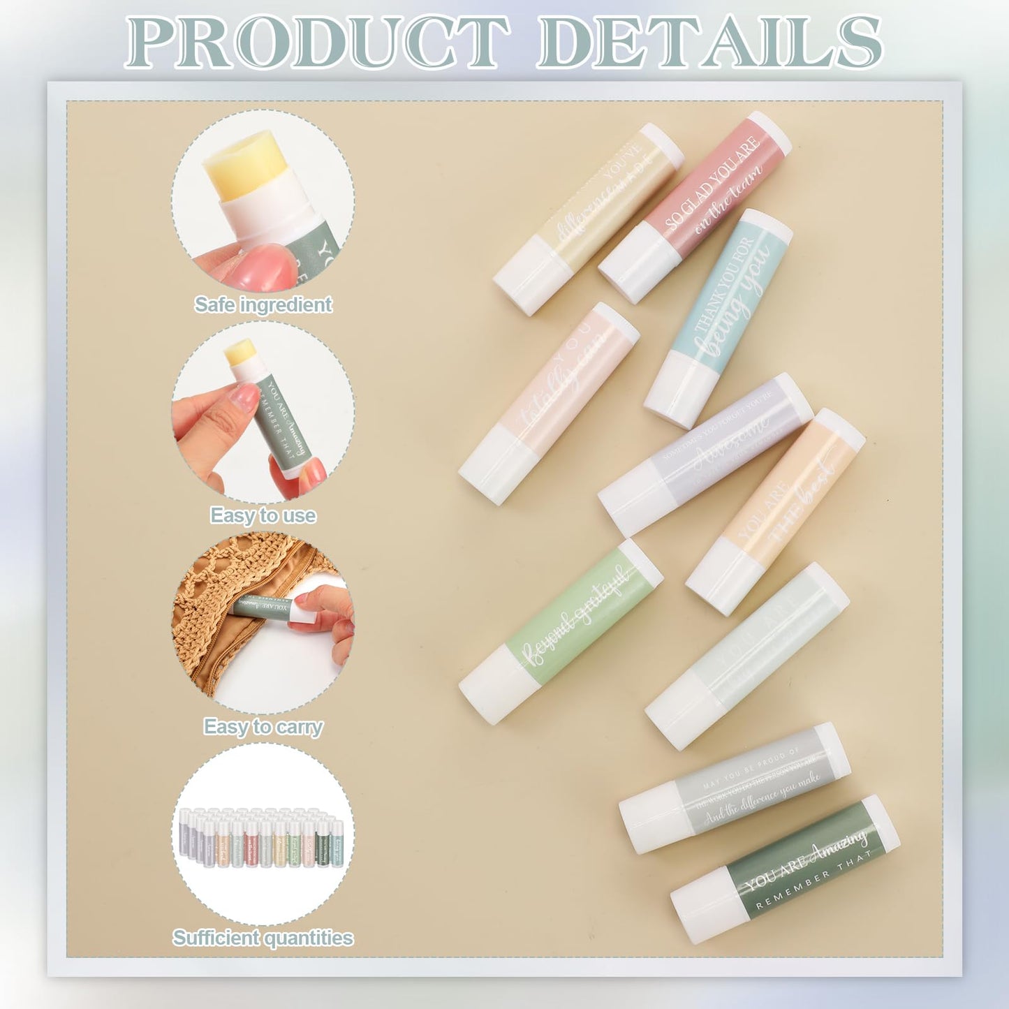 Swiffen 50 Sets Employee Appreciation Gifts Lip Balm Bulk Thank You Gifts for CNA Nurse Paraprofessional Women Team Coworkers Staff Volunteer Baby Shower Bridal Wedding Favors for Guests