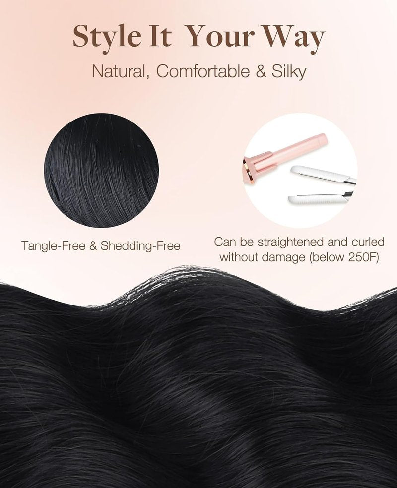 Invisi Edge Tape Hair Extensions - 20pcs Jet Black 14" Virgin Remy Human Hair | Seamless & Natural Look