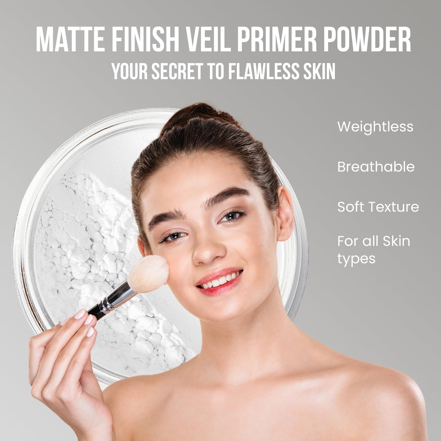 16pc STARTER KIT with 10 BRUSHES SET Mineral Makeup Bare Face Loose Powder Includes Matte Foundation, Veil Primer, Blush, Bronzer, Translucent Finishing Setting Powder SPF 30 Travel Size