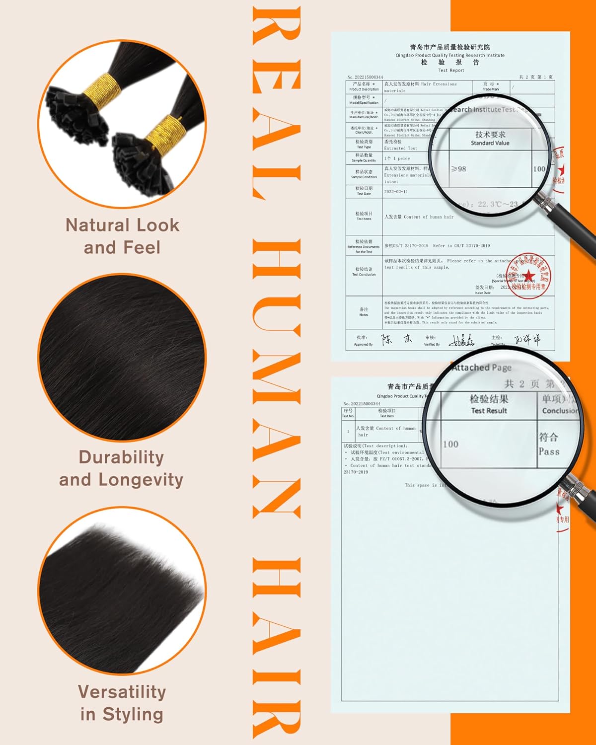 16 Inch K Tip Hair Extensions - Real Human Hair, Dark Brown | Invisible V-Tips for Seamless Blend & Volume