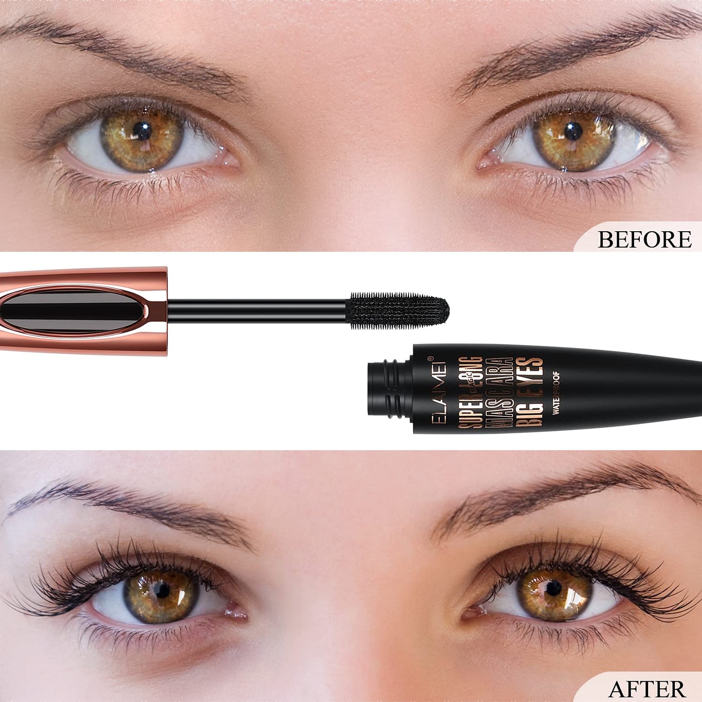 Volume & Length Mascara - 2 Pack Black Waterproof 4D Silk Fiber for Long-Lasting Glamour