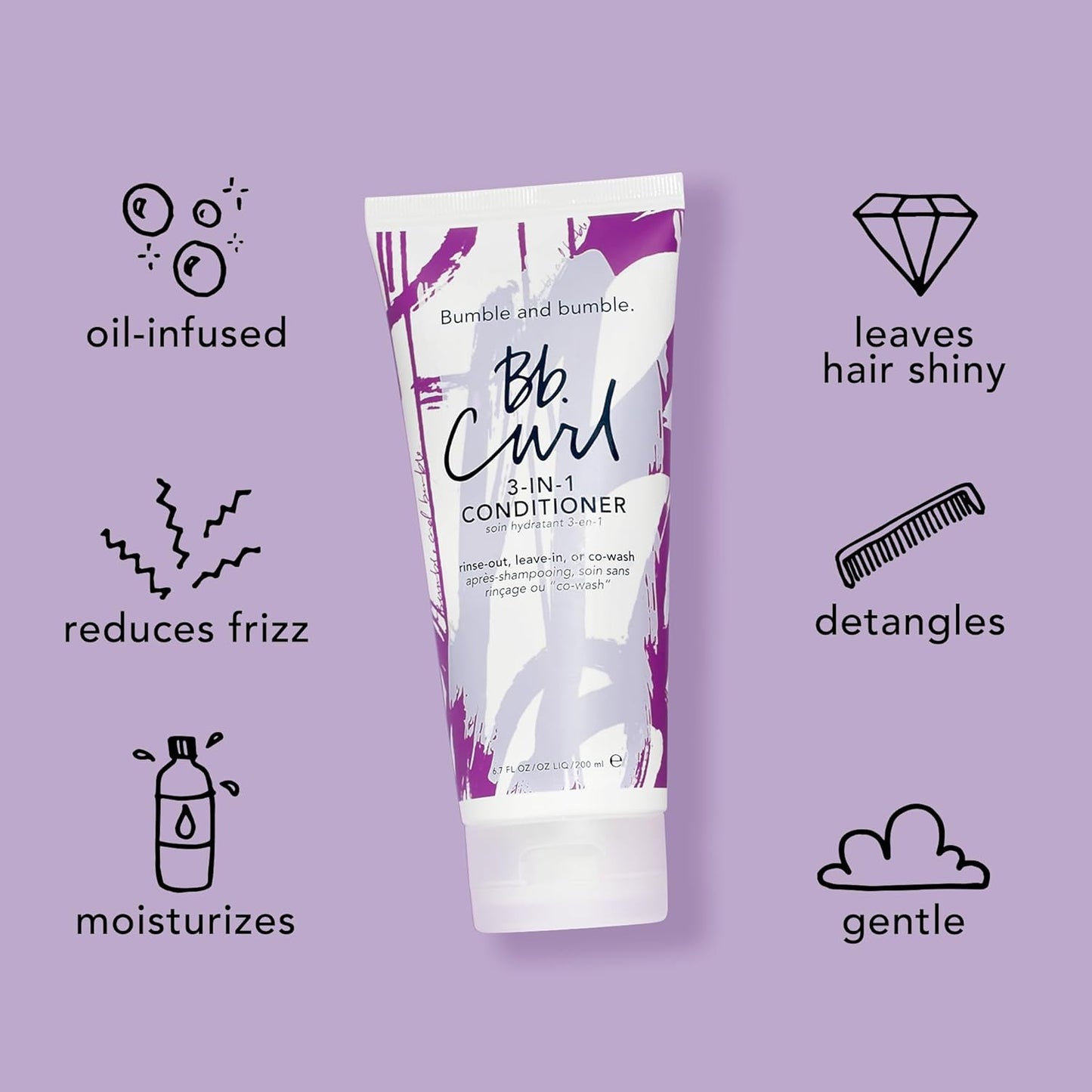 Bumble and bumble. Curl 3-in-1 Conditioner - Leave-In, Rinse Out, CoWash | Anti-Frizz, Color Safe for Curly, Coily Hair | Jojoba, Avocado, Coconut Oil