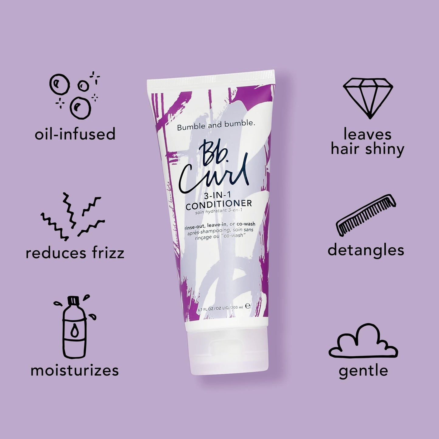 Bumble and bumble. Curl 3-in-1 Conditioner | Leave-In, Rinse Out, CoWash | Anti Frizz + Color Safe | For Coily, Curly, Wavy Hair | With Jojoba, Avocado + Coconut Oil | 6.7 Fl Oz