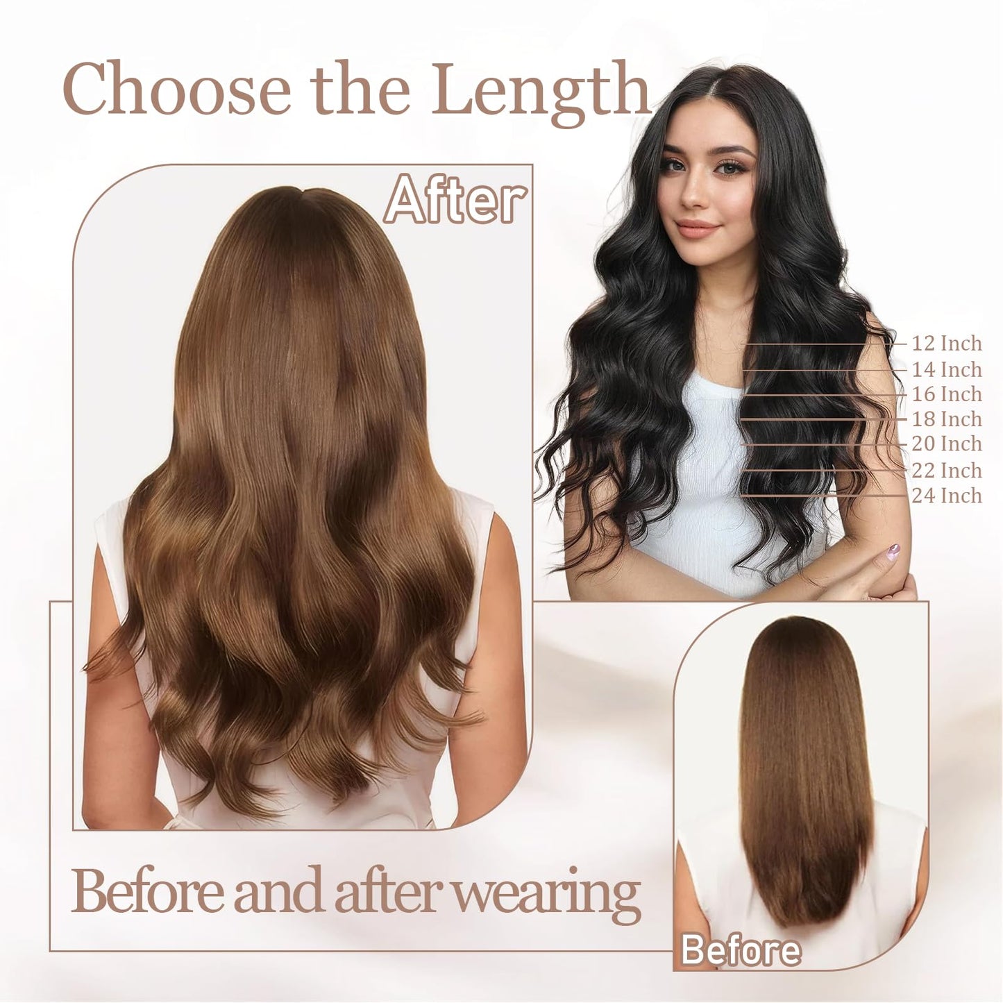 Lveyan Tape in Hair Extensions Human Hair 16 Inch Brown 20pcs 50g/pack Tape in Straight Seamless Skin Weft Remy Tape in Hair Extensions for Women（#4, 16Inch ）