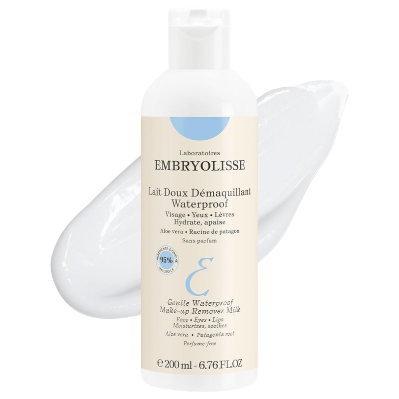 Embryolisse Gentle Waterproof Make-up Remover Milk, 4-in-1 Hydrating Facial Cleanser for Sensitive Skin with Aloe Vera & Shea Butter, 6.76 Fl Oz