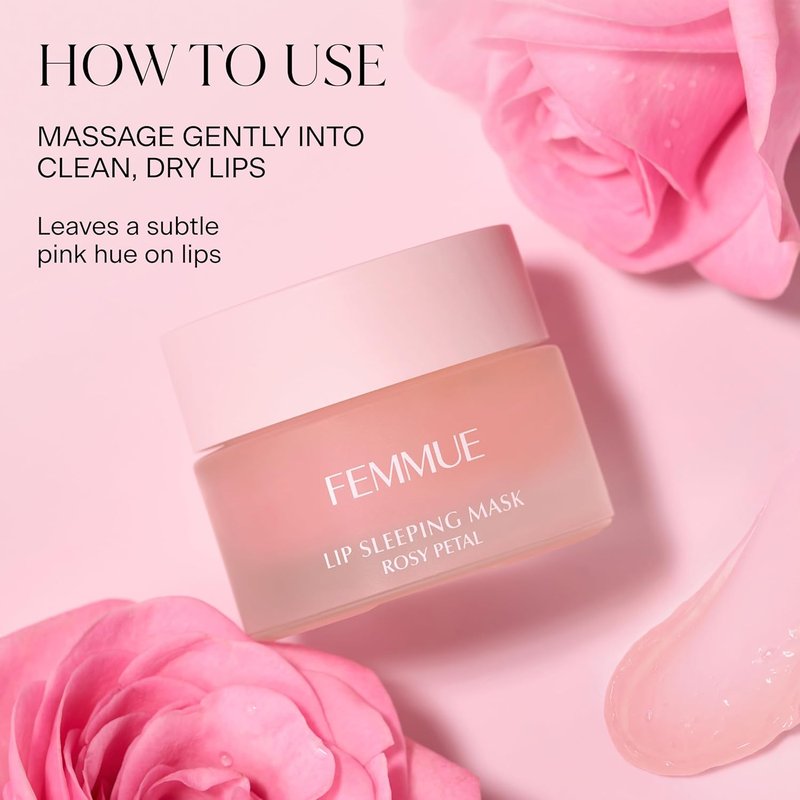 FEMMUE Lip Sleeping Mask - Hydrating Overnight Balm for Soft, Smooth Lips | Rosy Petal, Vitamin E Infused