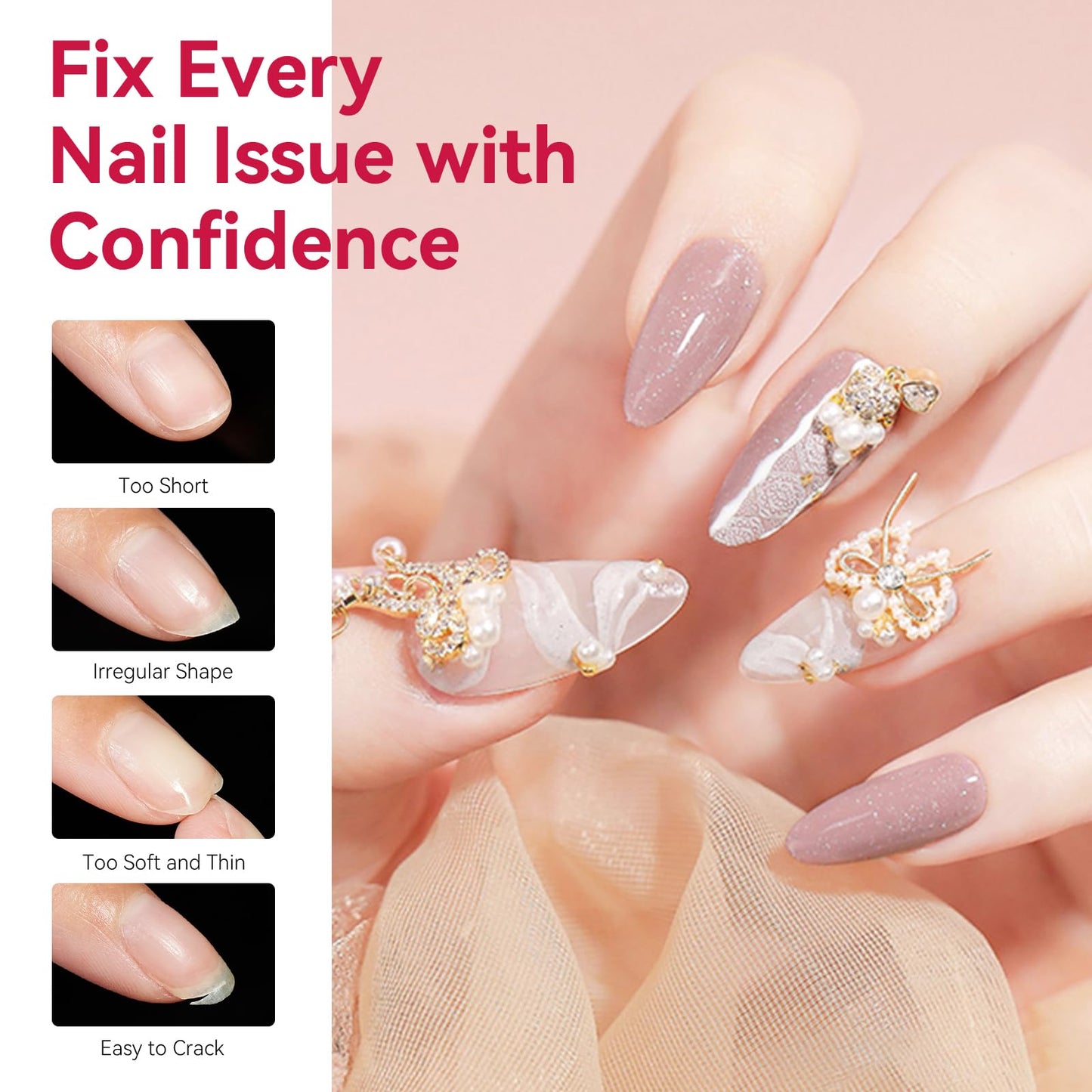 Makartt Almond Nail Tips: 500pcs Medium Pre-buffed Full Cover Clear Press on Nails 10 Sizes Soak Off Soft Gel Nail Tips Extension Professional Acrylic Fake Nails No Crease False Nail Salon DIY Art
