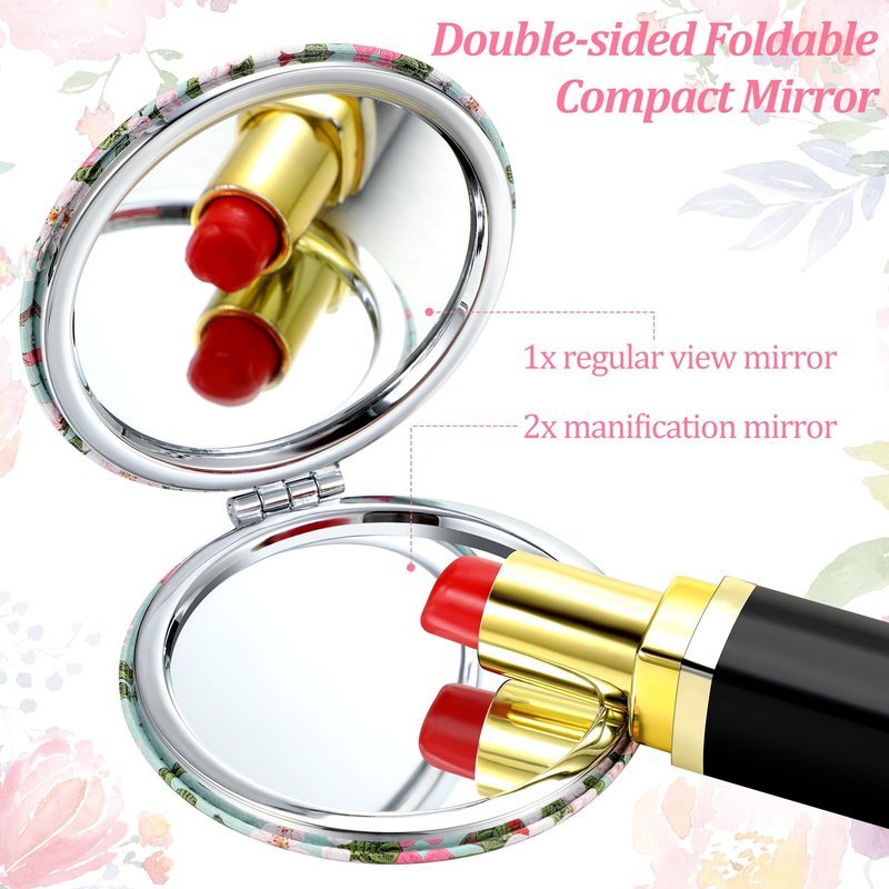 Pinkunn 24 Pcs Thank You Teacher Gifts Inspirational Compact Mirror Appreciation Gift Handheld Double Sided Magnifying Round Portable Pocket Small Travel Makeup Purse Mirror for Women Girl Coworker