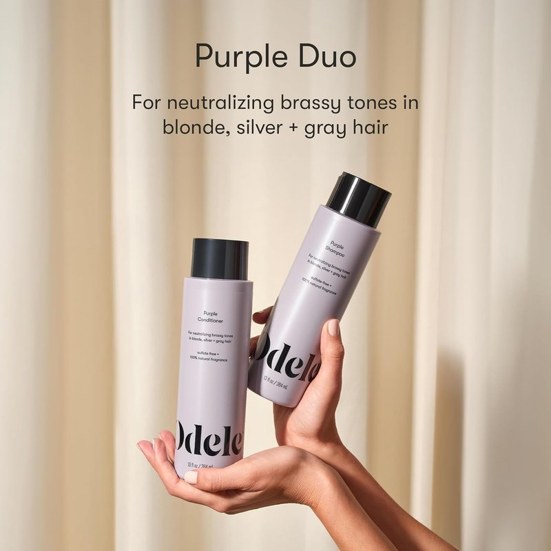 Odele Sulfate-Free Purple Shampoo & Conditioner Set - Neutralize Brassy Tones in Blonde, Silver & Gray Hair | 13 Fl Oz Each (2-Pack)