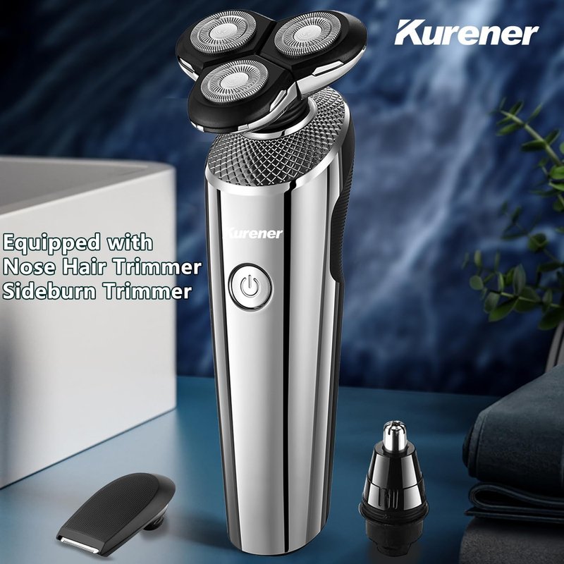 Electric Razor for Men - Rechargeable Wet/Dry Shaver with Nose & Sideburn Trimmer | Ergonomic Design
