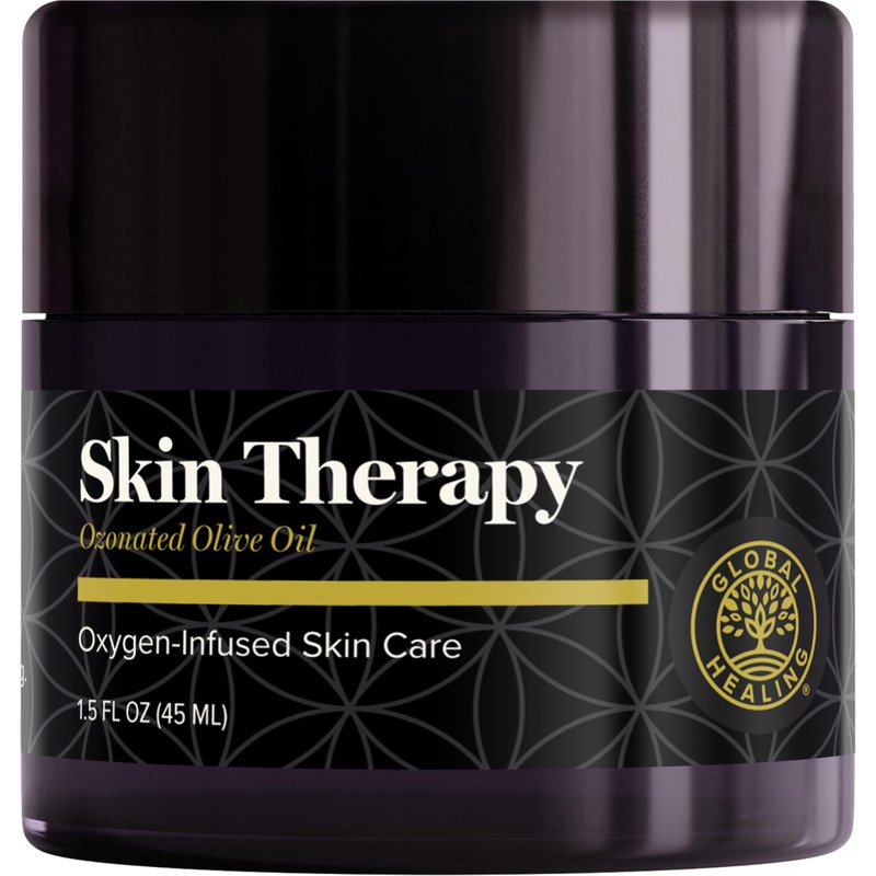 Global Healing Center Skin Therapy-Organic Ozonated Extra Virgin Olive Oil Salve for All Skin Care Routines-Cold-Pressed Face & Body Moisturizer to Hydrate and Soothe Dry Skin to Soft & Smooth-1.5 Oz