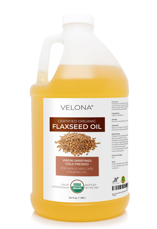 velona USDA Certified Organic Flaxseed Oil - 64 Fl Oz | 100% Pure and Natural Carrier Oil | Unrefined, Cold Pressed |Body, Face & Skin Care | Use Today - Enjoy Results…