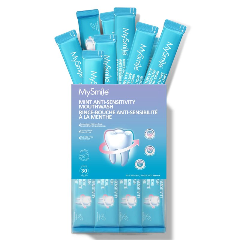 MySmile Mouthwash for Sensitive Teeth, Nano Hydroxyapatite Mouth Wash Travel Size, Fluoride Free Alcohol-Free Remineralizing for Enamel Strength Oral Rinse, Fresh Mint Flavor
