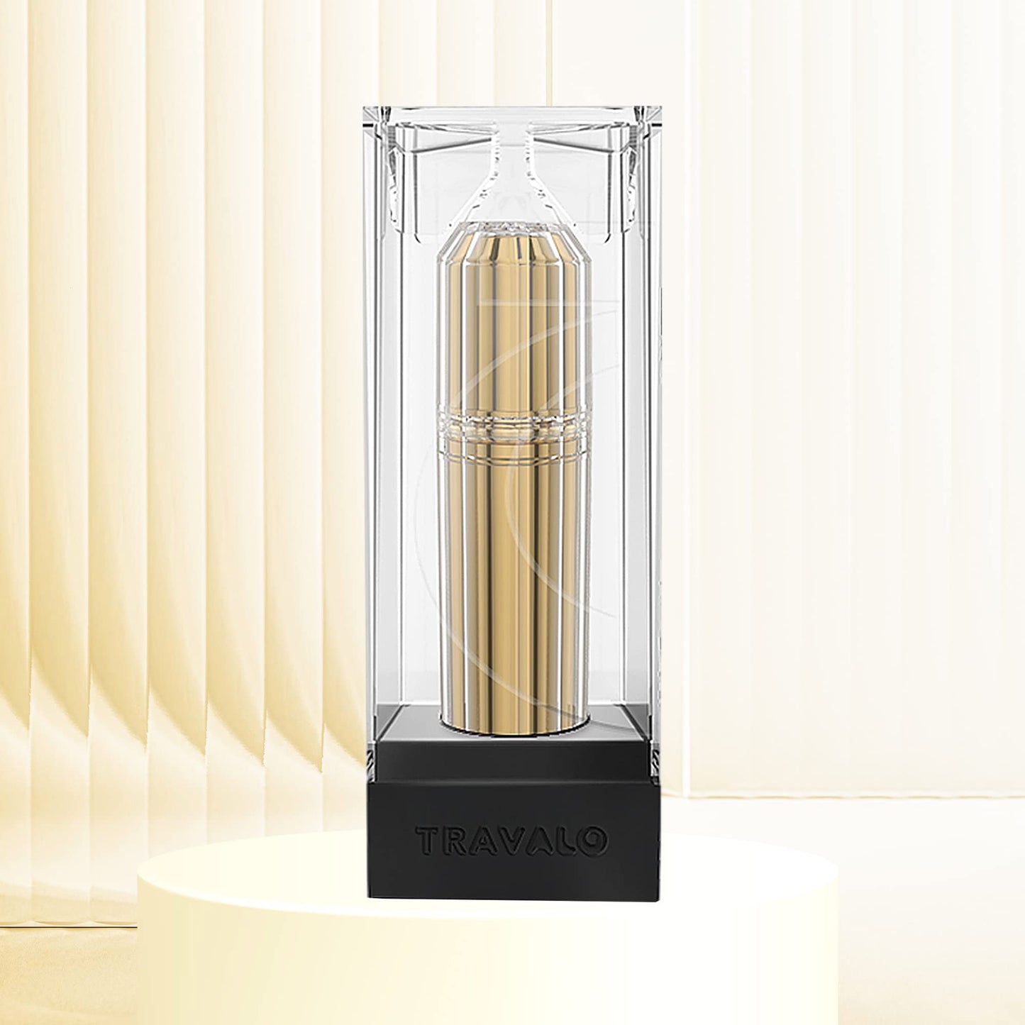 Travalo Bijoux Oval Perfume Atomizer - Leak-Proof and TSA Approved for Air Travel - Reusable Airtight Easy Fill Mini Pump Sprayer - Lightweight Portable - Crystal-Like Outer Shell - Gold 0.17oz