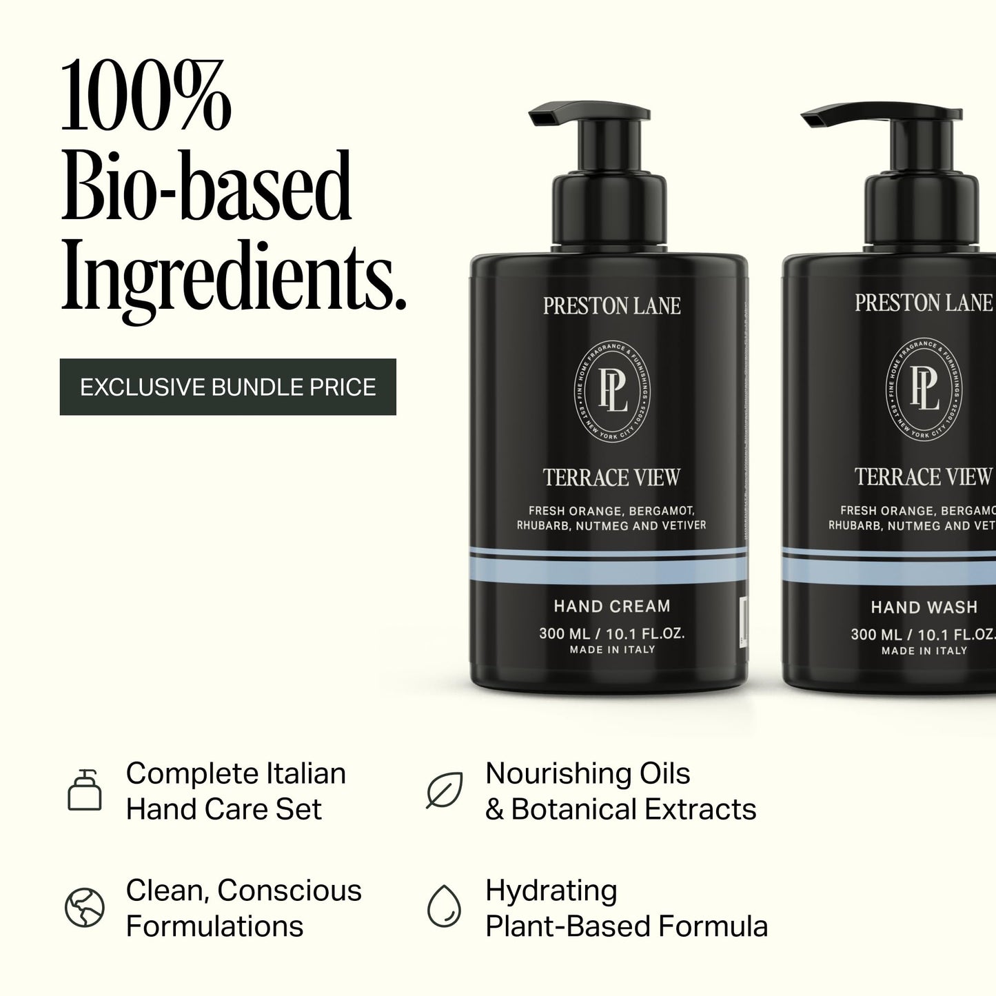 Preston Lane Hand Soap & Lotion Set, Terrace View Scent – Hydrating Hand Wash and Moisturizing Hand Cream Duo | Clean Ingredients, Vegan & Cruelty Free Bathroom and Kitchen Essentials Gift Set