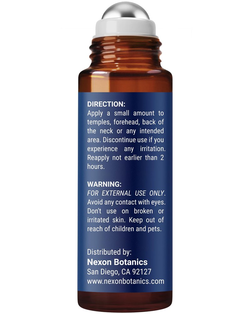 Peppermint Essential Oil Roll-On 10 ml - Pure, Natural & Prediluted Blend with Fresh Minty Aroma - Roller for Aromatherapy & Headache Relief - Nexon Botanics