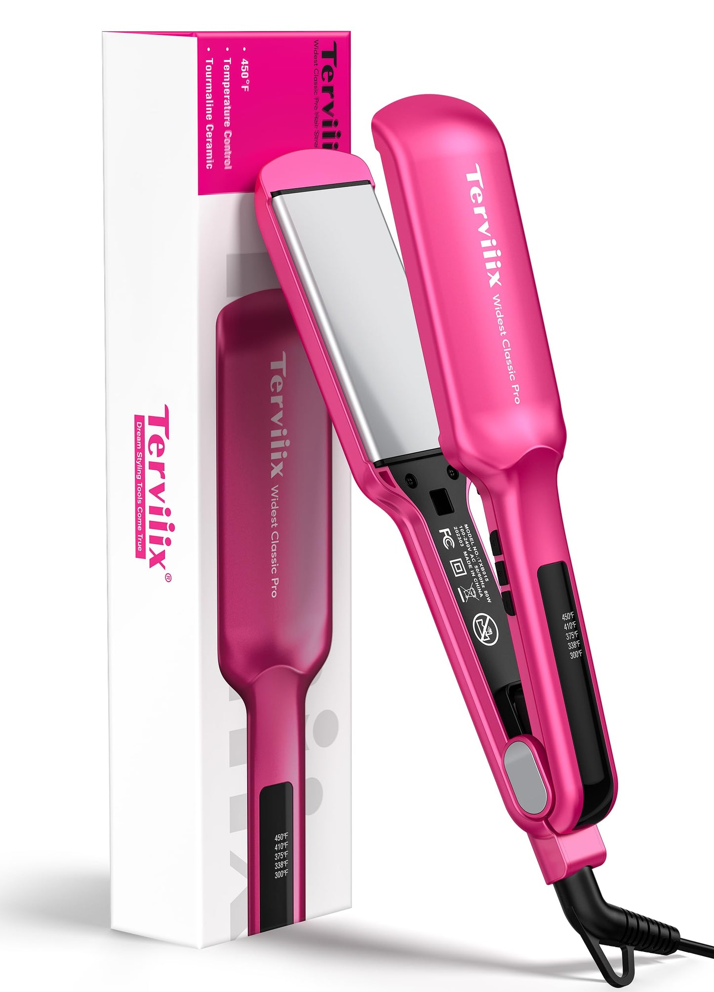 Terviiix 2 Inch Extra Wide Flat Iron Hair Straightener, Ceramic Tourmaline