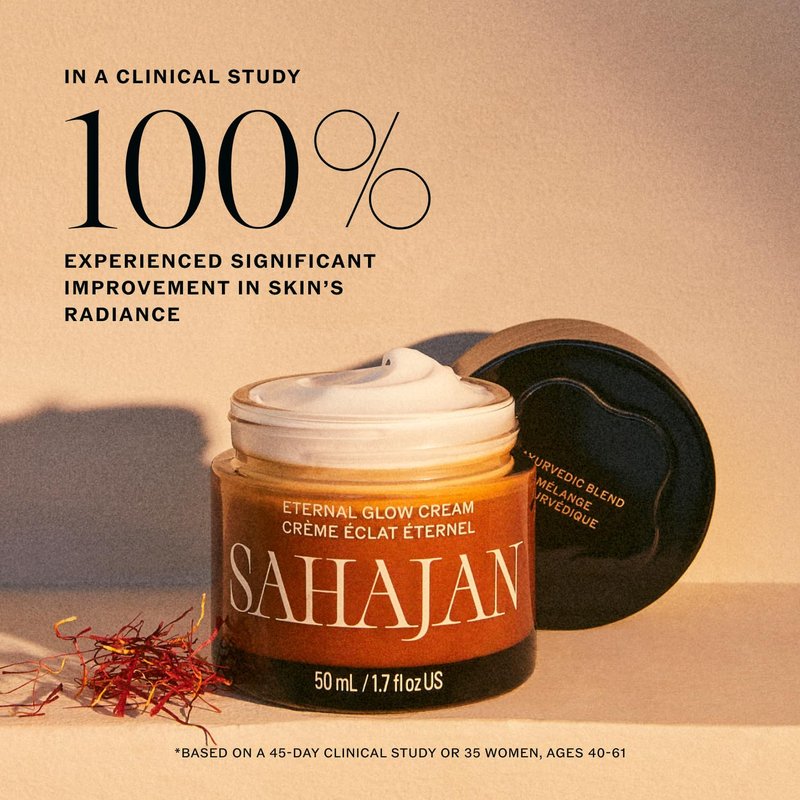 Sahajan Eternal Glow Bakuchiol Moisturizer, Retinol Alternative Face Cream with Vitamin C, Ceramides & Saffron, Brightening Anti Aging Bakuchiol Cream for Dark Spots, Fine Lines, Wrinkles, 1.7 oz