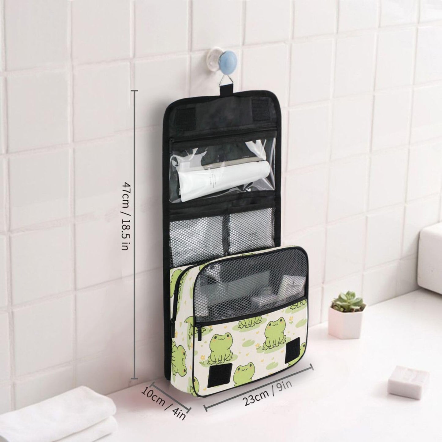MNSRUU Hanging Toiletry Bag Cute Frog Makeup Travel bag for Toiletries Portable Toiletry Organizer Bags Clear Toiletry Cosmetic Kit