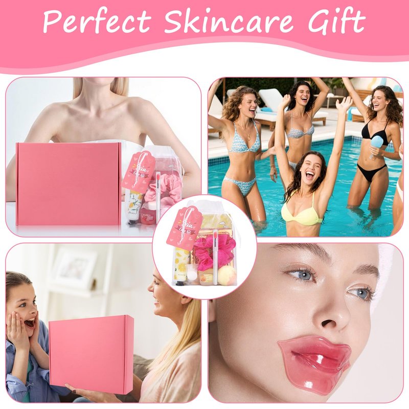 Jutqut 88PCS SPA Party Supplies for Girls, Under Eye Patches, Facial Masks, Lip Mask & Balm, Hand Cream, Foot Bath Bombs, Compressed Towel, Hair Band, Bulk Birthday & Sleepover Party Kit