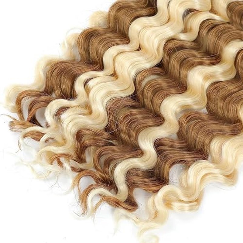 613 Human Braiding Hair Deep Curly P27/613 Highlight Human Braiding Hair 14 14 14 Inch Deep Wave Bulk Blonde Boho Braiding Hair Extensions