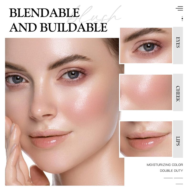 Cream Blush for Cheeks - Hydrating, Lightweight & Blendable Color | Vegan Formula with Vitamin E