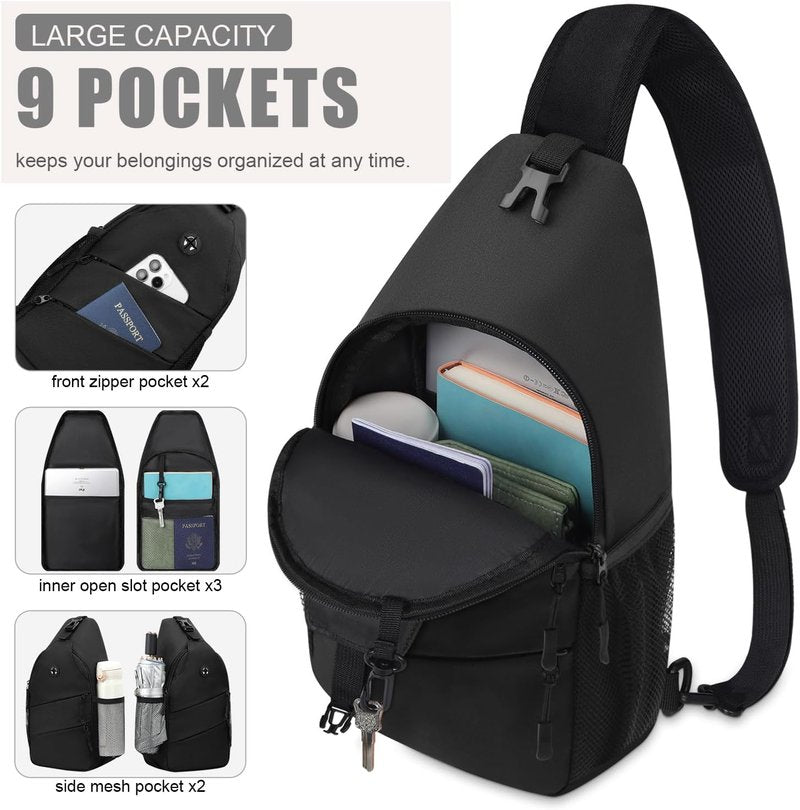 Crossbody Bags for Women & Men - Trendy Sling Backpack with Convertible Shoulder Strap | Casual Chest Bag