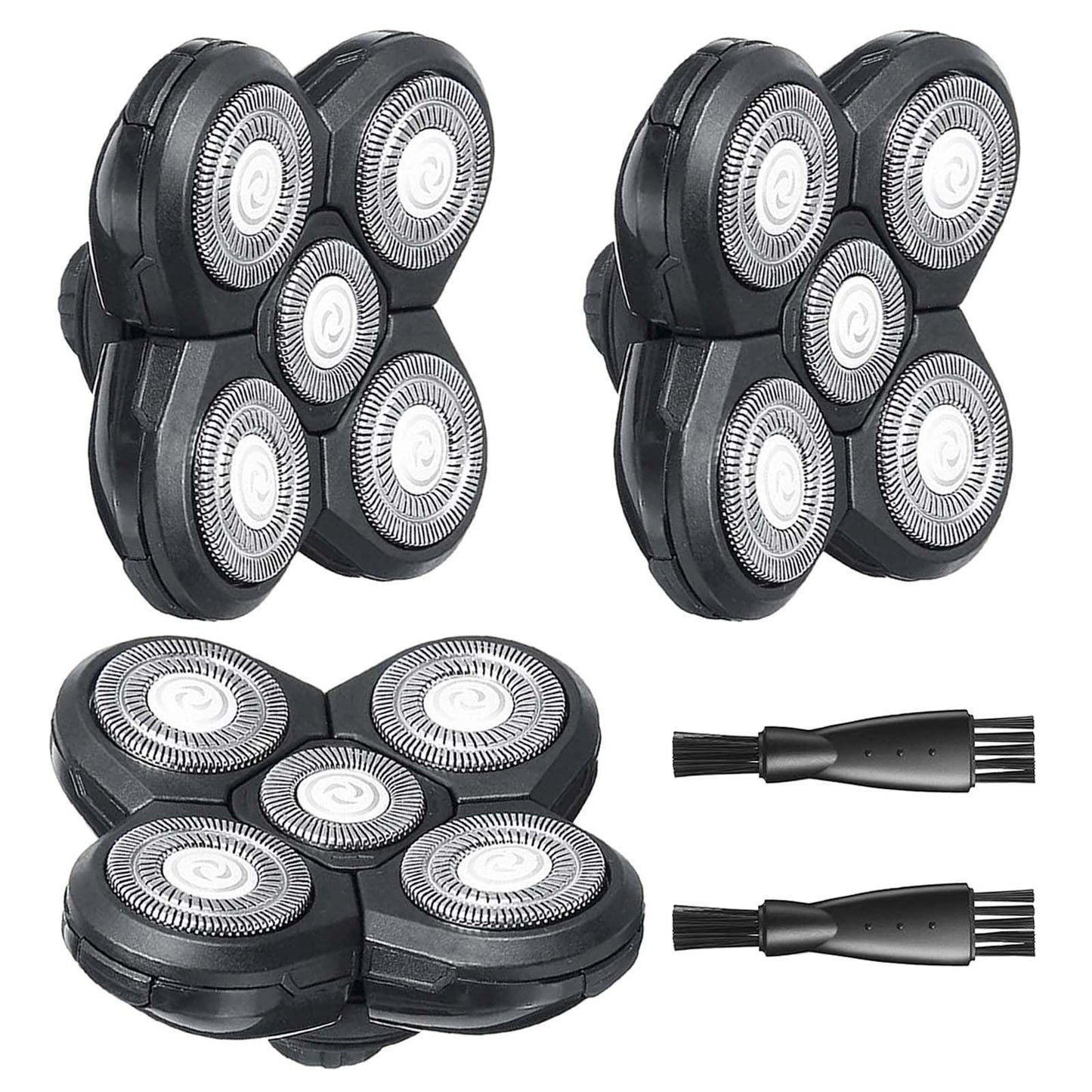 Skull Shaver Replacement Heads Mini for Pitbull Gold PRO, Head Shavers for Bald Men, Efficient & Comfortable, A Must-Have for Travel, 3 Pack Long-Lasting Sharpness Blades, 2 Cleaning Brush