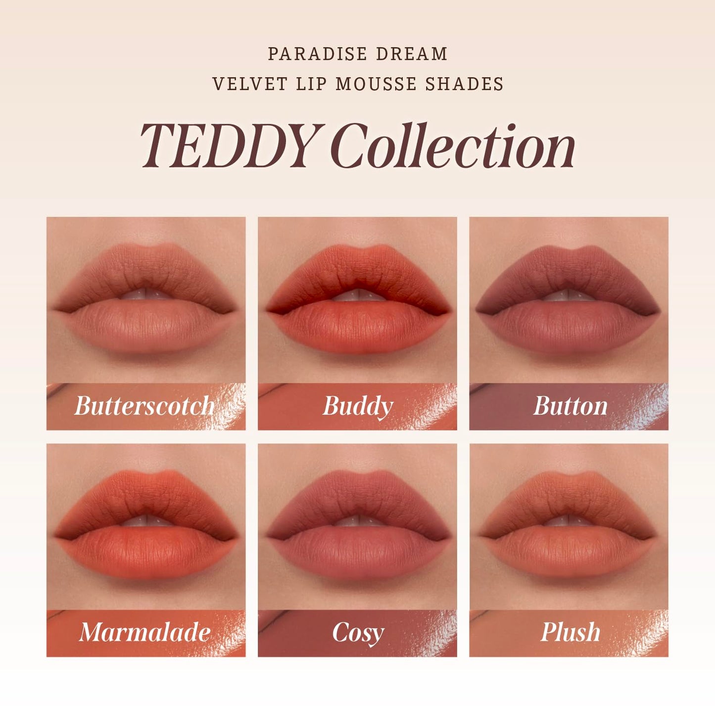DEARDAHLIA Paradise Dream Velvet Lip Mousse (October) - Vegan Soft-Matte Lip Tint with Lightweight, Buildable, Long-Lasting Color, Whipped Mousse Texture. Cruelty-Free. 0.21 Fl oz