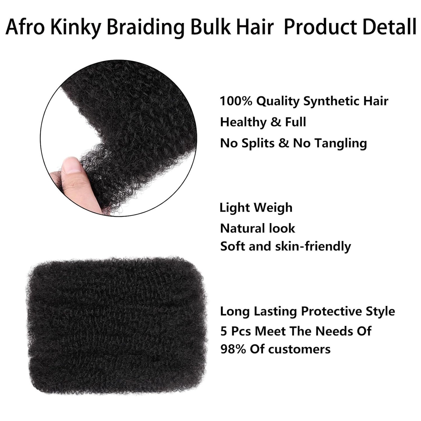 Xtrend 20 Inch Afro Kinky Curly Braiding Hair - 250g, 5 Bundles for Mini Twists | Synthetic Dreadlock Extensions