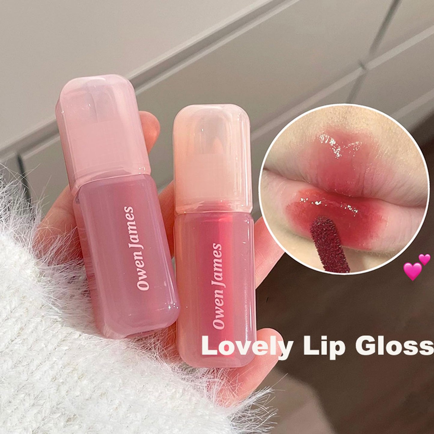 DENESTUP 4 Colors Hydrating Lip Gloss Set, Jelly Liquid Lipstick Shine Glass Finish Smooth Soft Moisturizing and Glossy Lip Gloss Pink Lipgloss Lip for Women