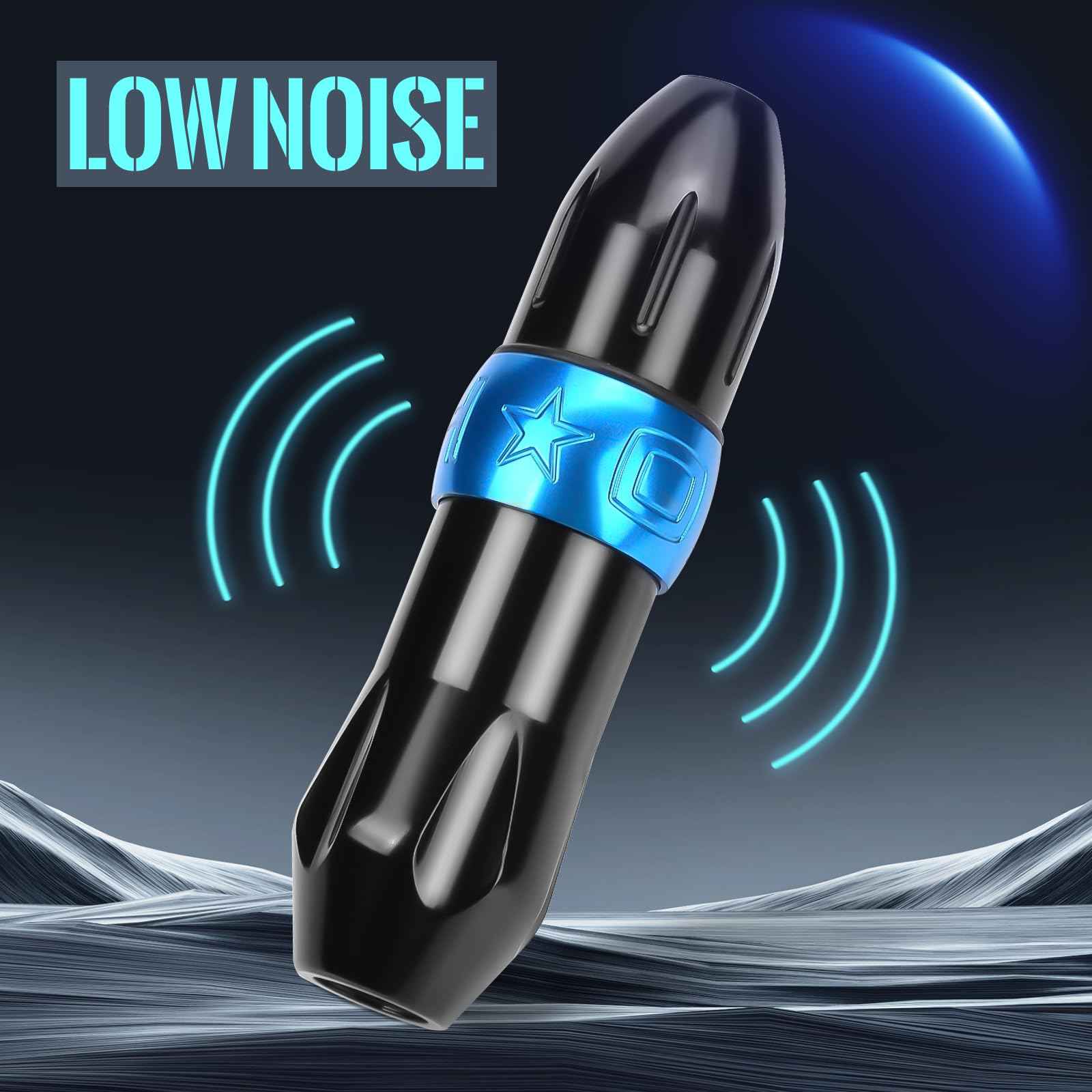 Rotary Tattoo Pen Machine, ATOMUS Tattoo Short Pen Style Cartridge Machine Gun Liner Shader with DC Cord 9000r/m Coreless Motor Aluminum Alloy Frame Tattoo Machine (Blue)