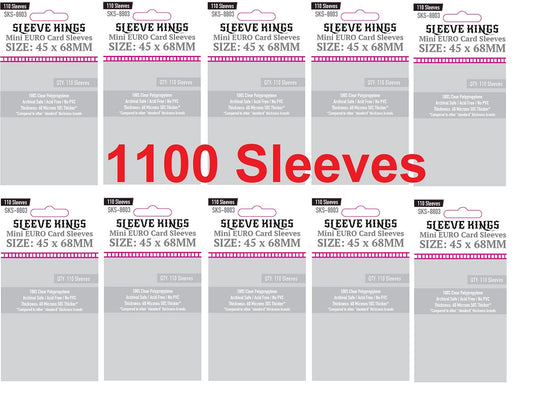 Sleeve Kings Mini Euro Card Sleeves 45 X 68 mm (10x110 Pack, 1100 Sleeves)