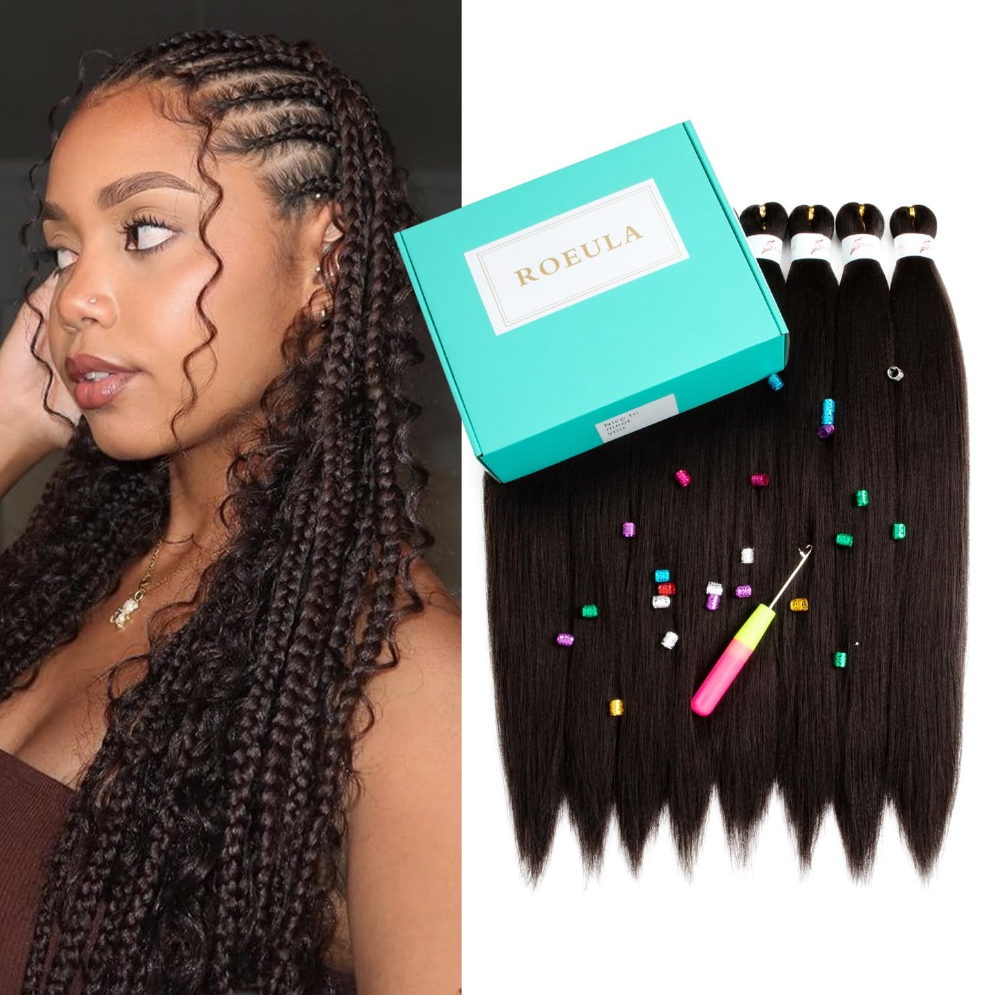 Pre-Stretched Braiding Hair - 20 Inch Medium Brown Synthetic Braids | 8 Packs for Easy Styling