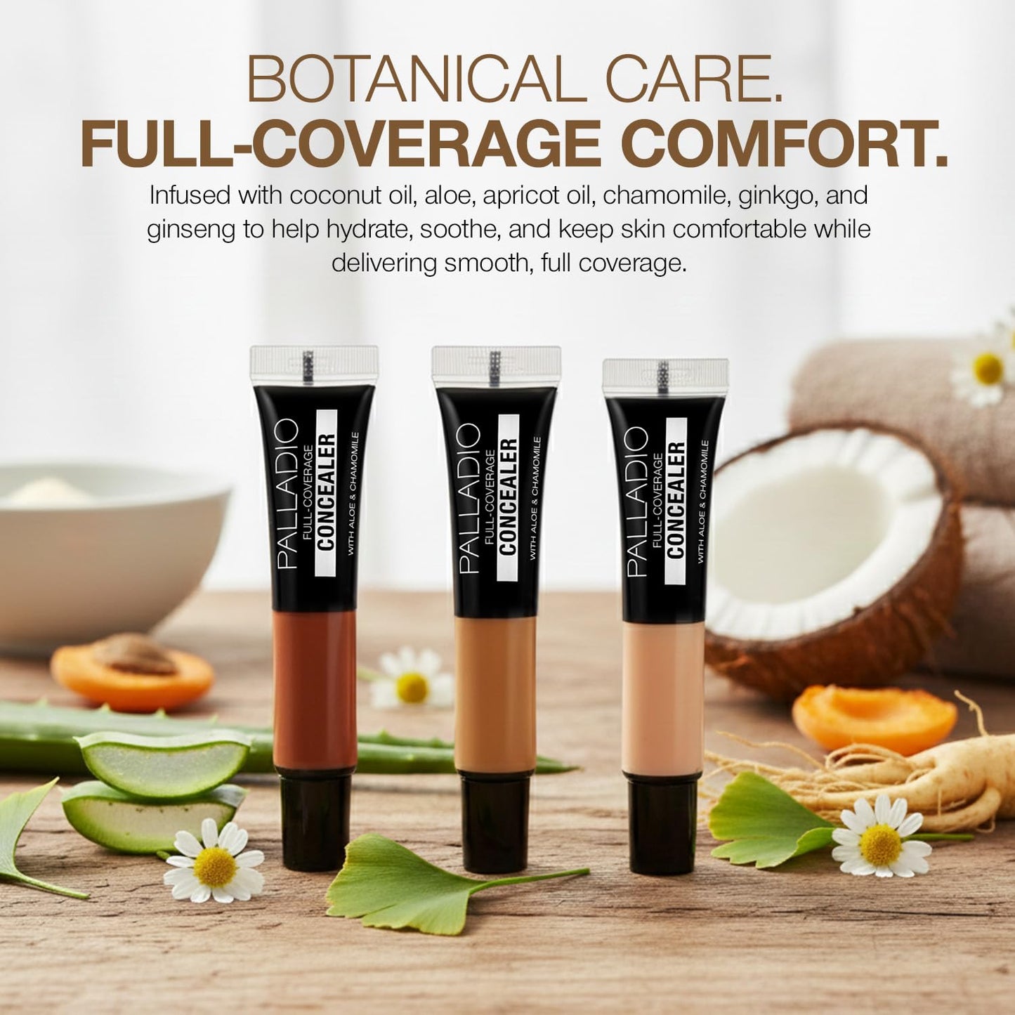 Palladio Full Coverage Concealer - Creamy Face & Under Eye Formula, Disguises Dark Circles, Blemishes, Fine Lines, Evens Skin Tone (Toffee)
