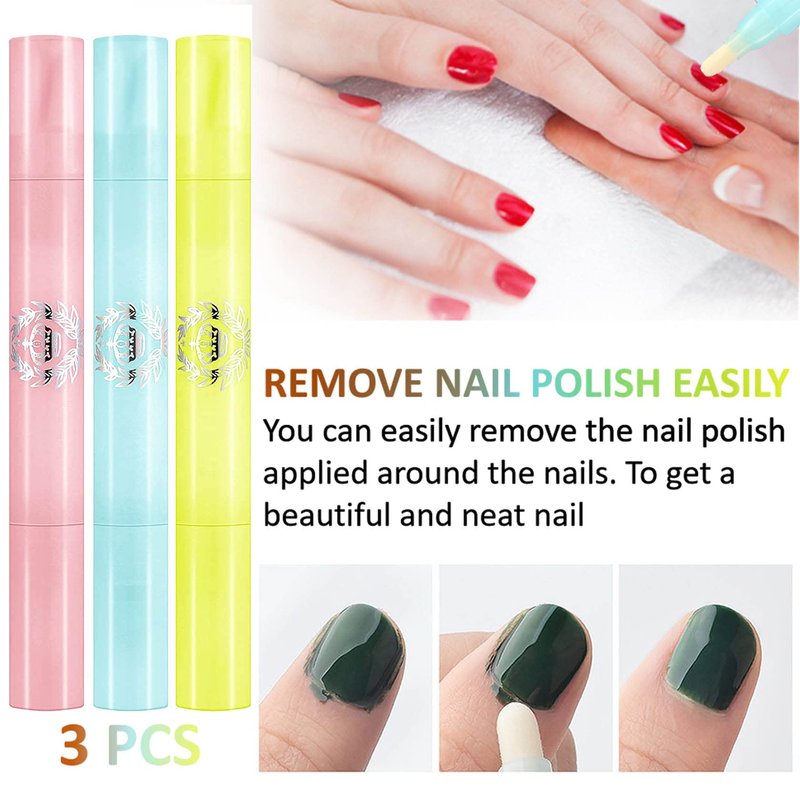 QIUFSSE Nail Polish Remover Pen, 3PCS Nail Polish Corrector Pen Polish Cuticle Clean Up Nail Polish Correction Pen Can Hold Nail Makeup Remover