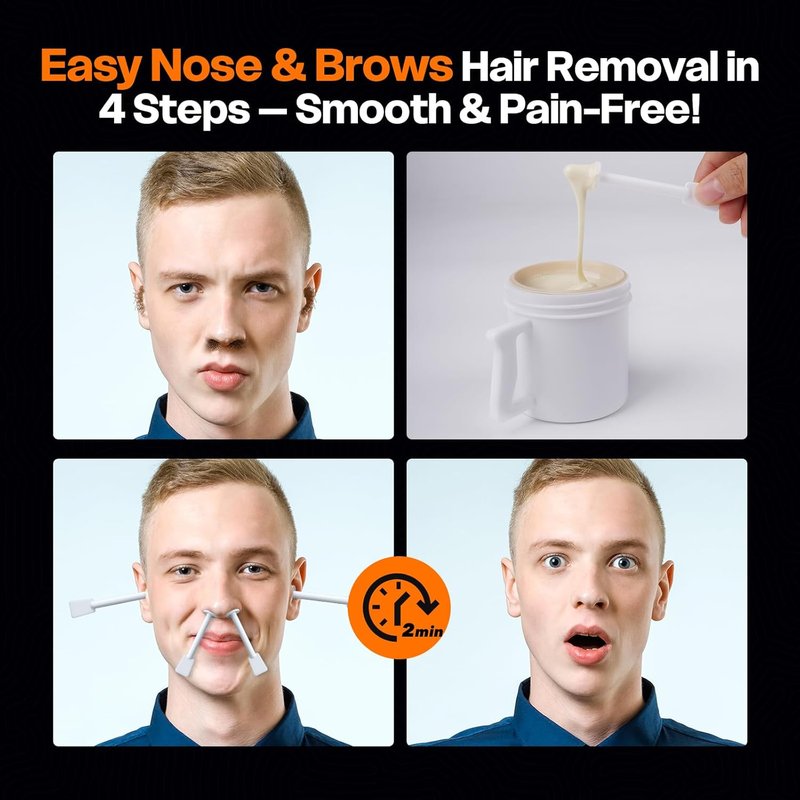 Ear Hair Removal Kit - Nose & Eyebrow Waxing for Men & Women | 100g Wax, 30 Sticks, Lasts 5 Weeks