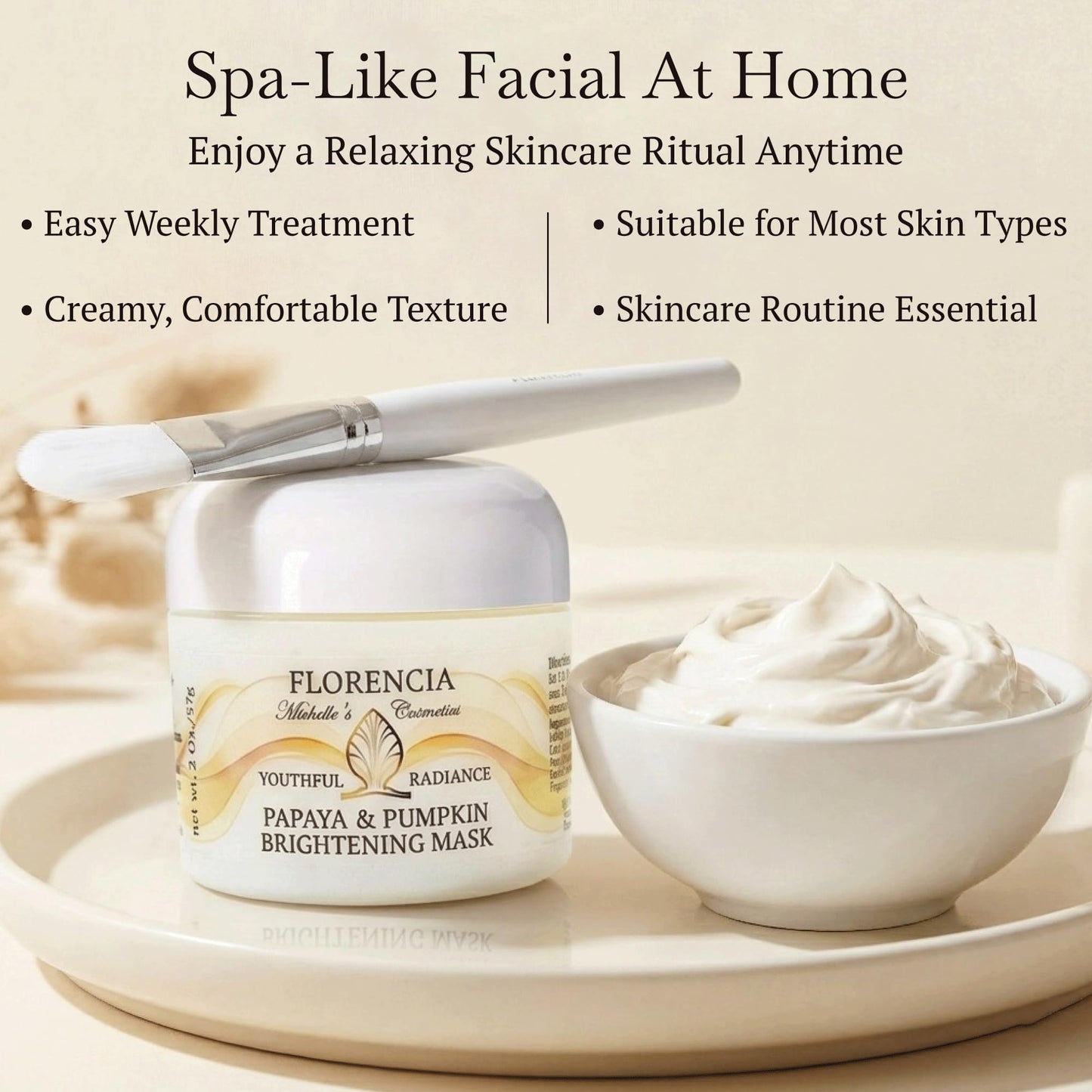 Florencia Papaya & Pumpkin Brightening Mask – Exfoliating Face Mask, 2 oz