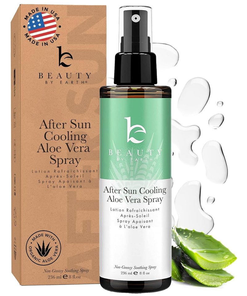 Aloe Vera After Sun Cooling Spray - Organic Formula for Sunburn Relief & Skin Hydration | Fast Absorbing, USA Made