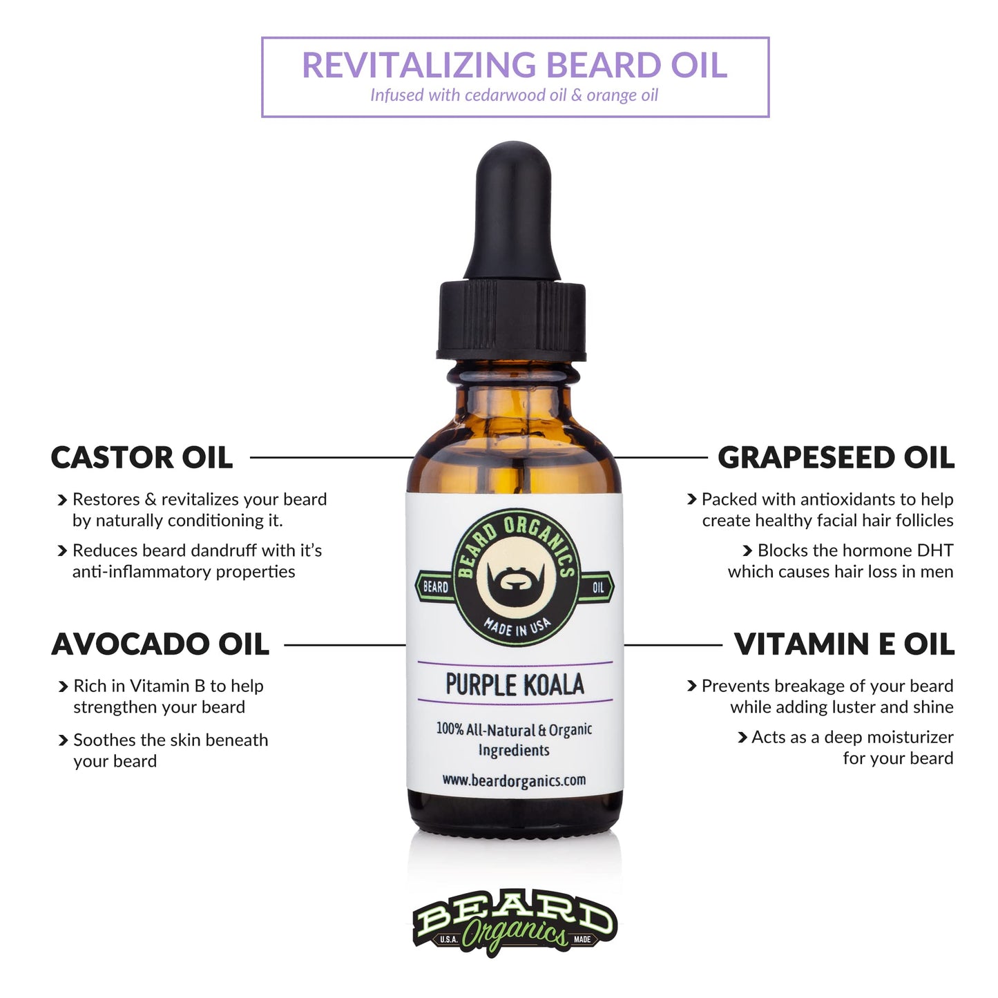 Beard Organics Purple Koala Beard Oil | Eucalyptus & Lavender
