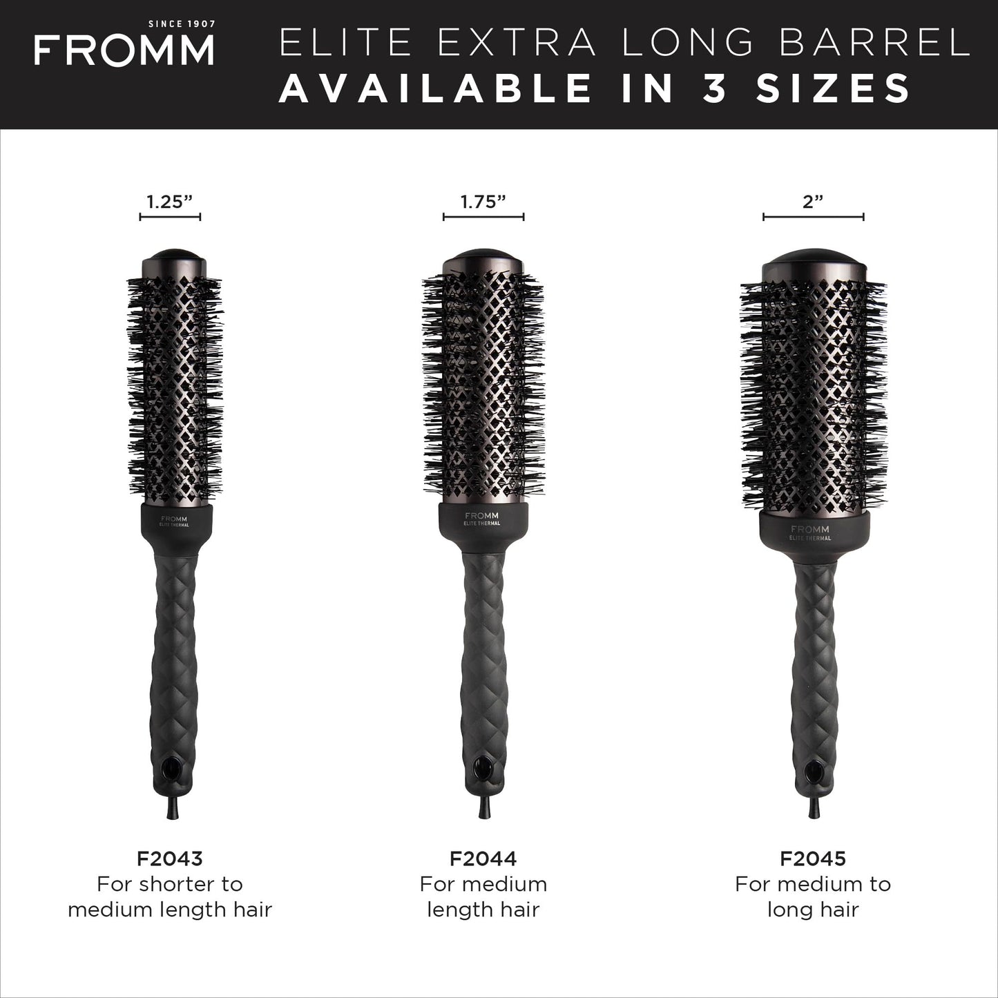 Fromm Elite Thermal Ceramic x Ionic 1.25" Round Brush for Expert Blowouts and Faster Hair Drying | Extended Barrel for Styling, Smoothing, Straightening Longer Thicker Hair