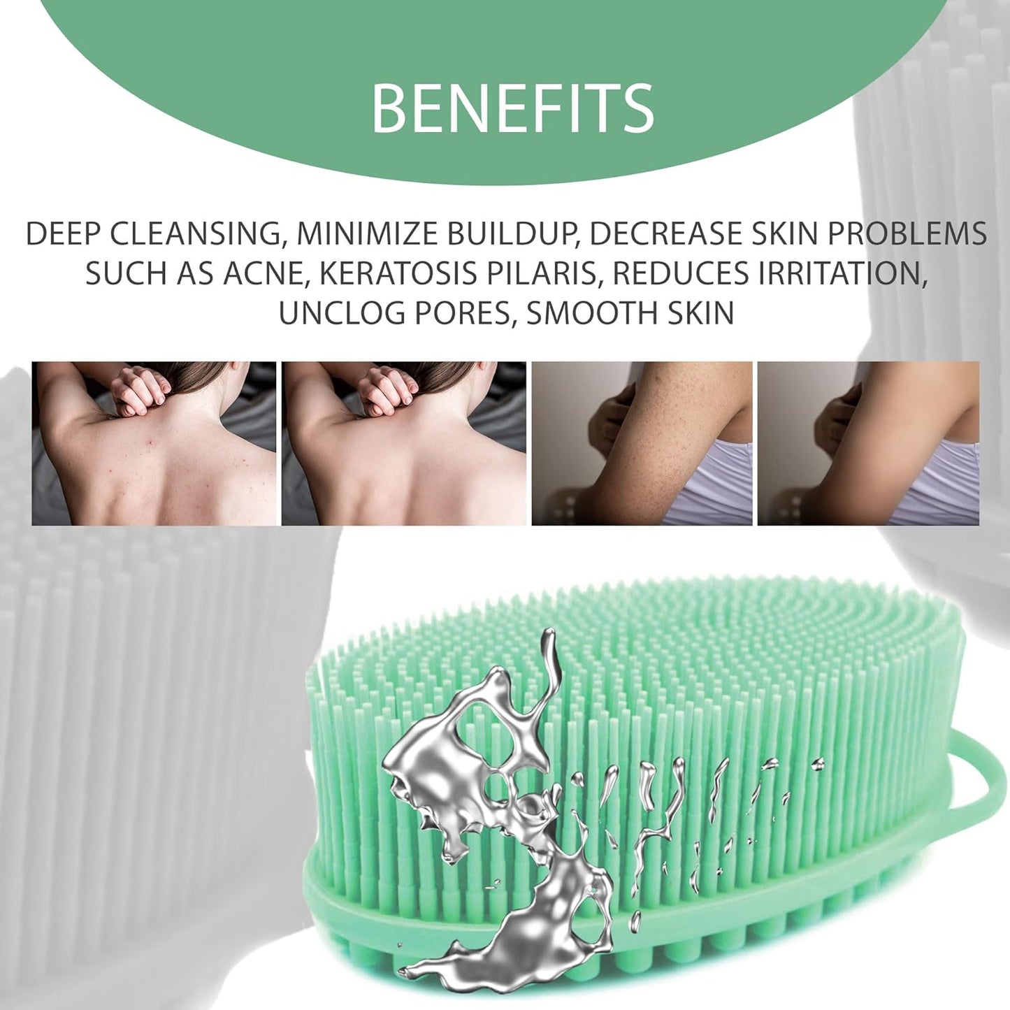 Silver-Infused Silicone Body Scrubber Bundle - Serene Green & Lavender Dual-Tone Set