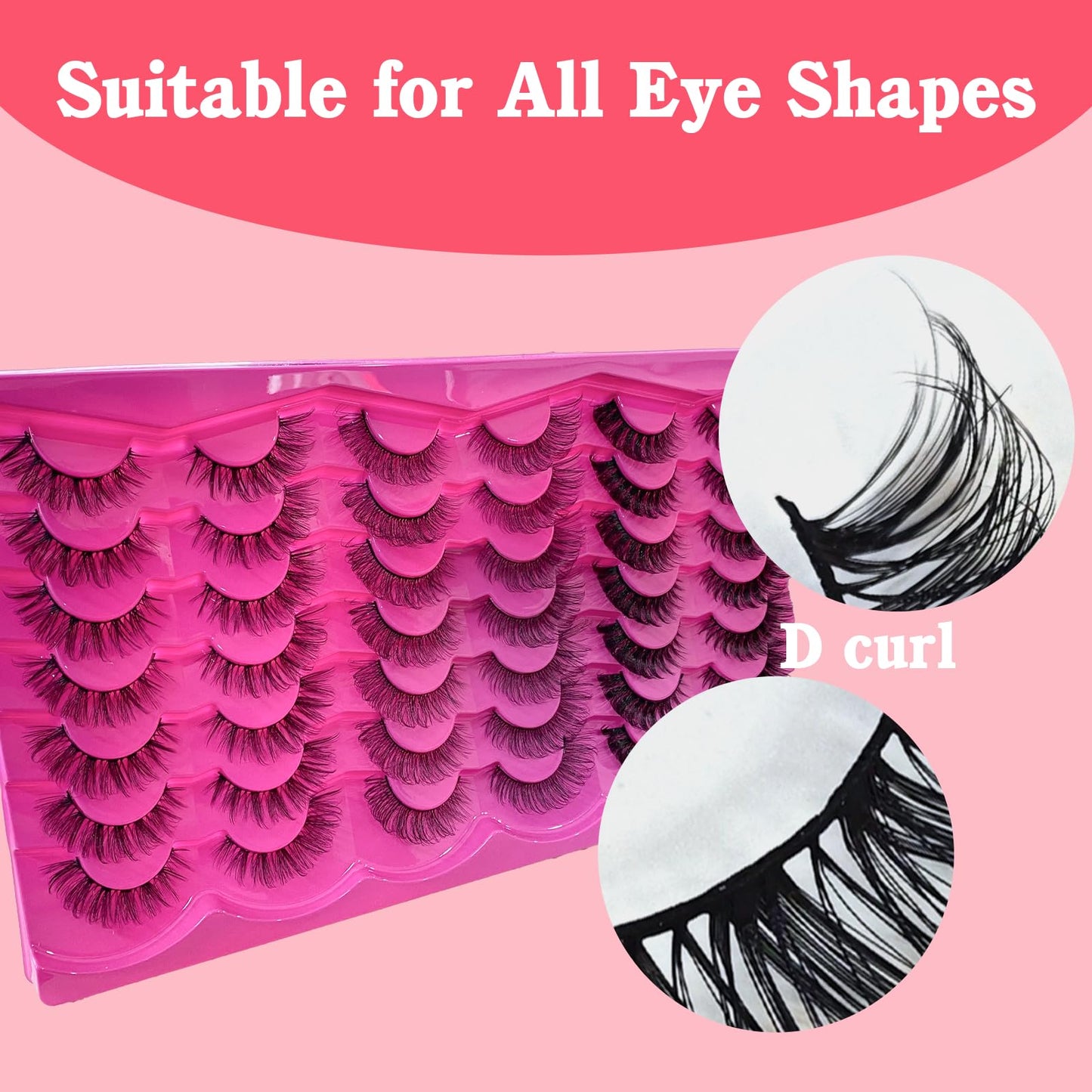 Royaomis 21 Pairs Russian Strips Lashes 12-18mm Wispy Fake Lashes that Look Like Extensions D Curl Lash Strips 3 Styles Natural False Lashes Mink(R-21)