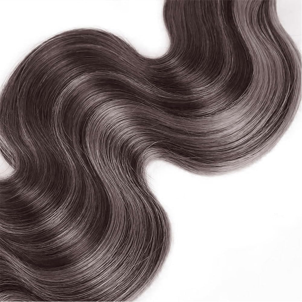 Ratheinhi Bundles Human Hair P4/GREY 12 14 16 Inch Body Wave Human Hair Bundles Highlight Chocolate mix Grey Unprocessed Brazilian Virgin Quick Weave Hair for Black Women