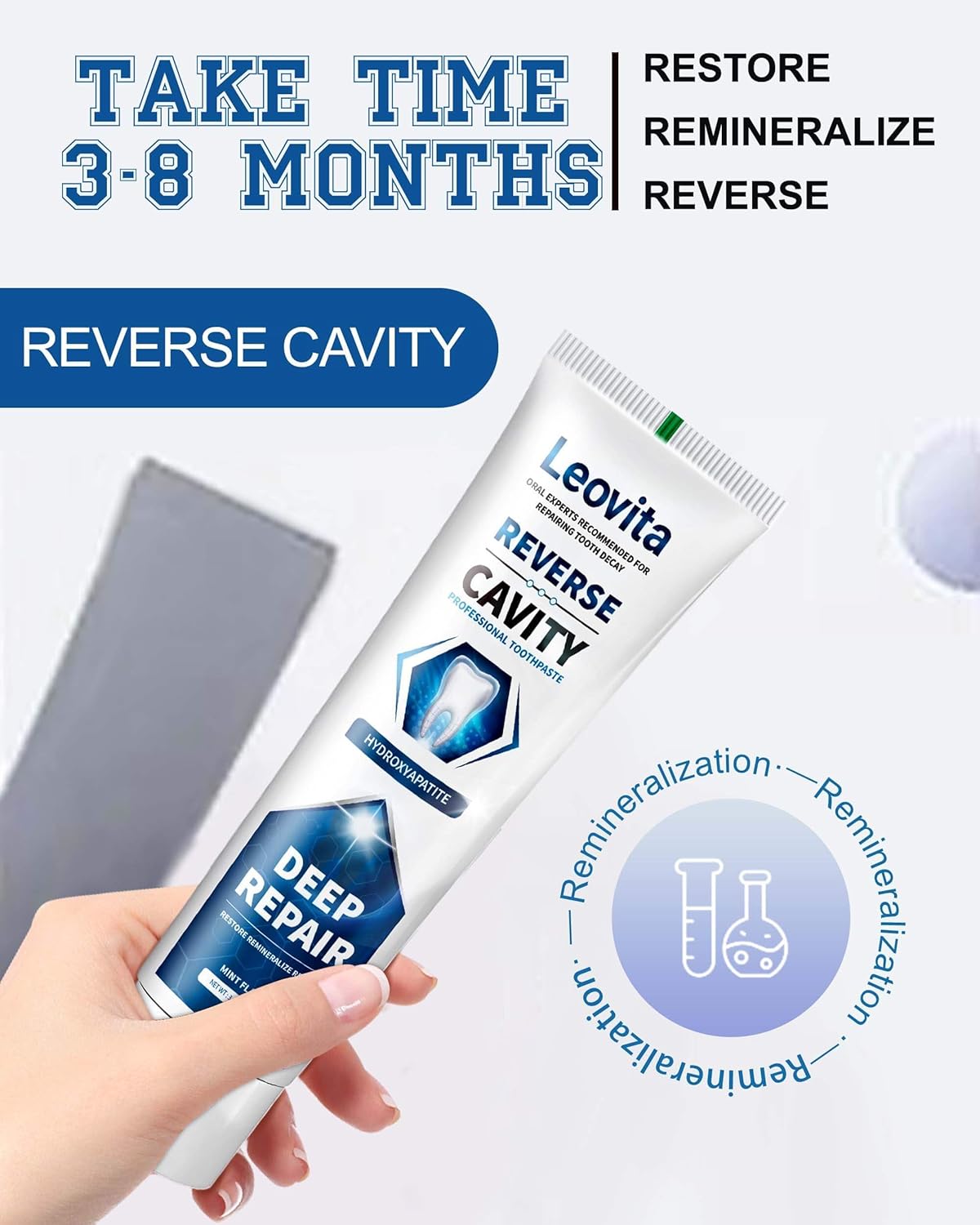 Cavity Reversing Toothpaste - Hydroxyapatite Remineralizing Formula | Fluoride & SLS Free, 3.52 OZ